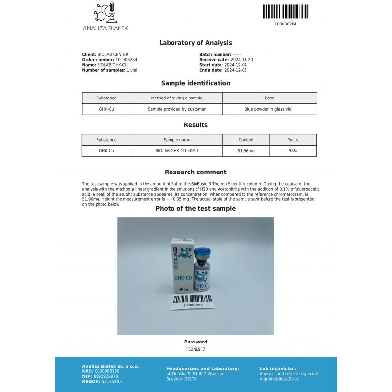 GHK-Cu peptide de cuivre 50 mg