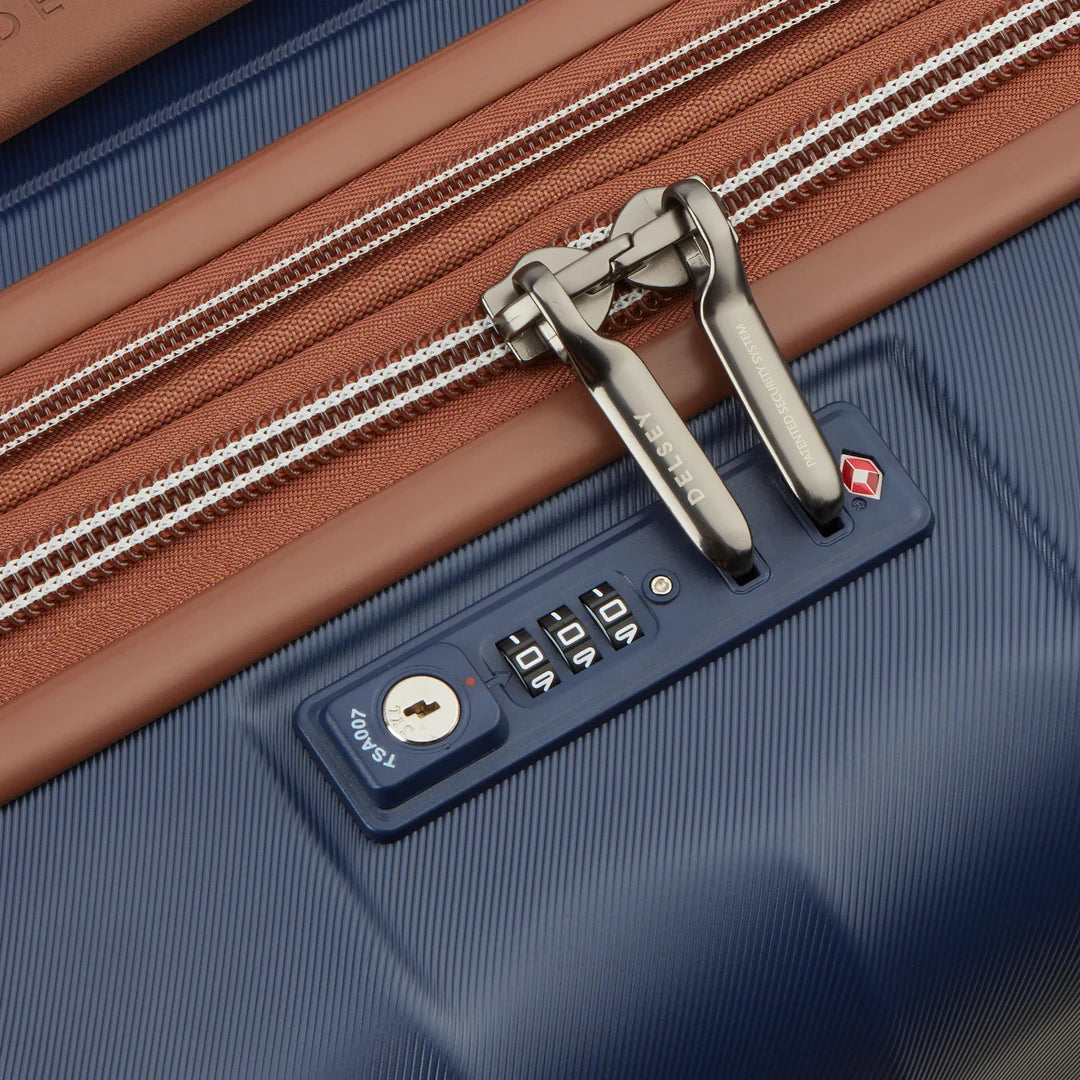 DELSEY SET - Set 3 Valises Extensibles (L-76cm) (M-67cm) (S Slim-55cm) - Bleu