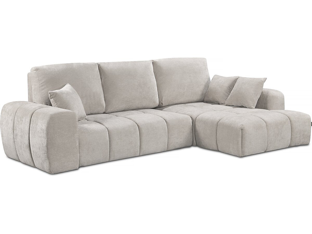 Canapé d'angle droit convertible en tissu chenille "Verneuil" 3 places Beige