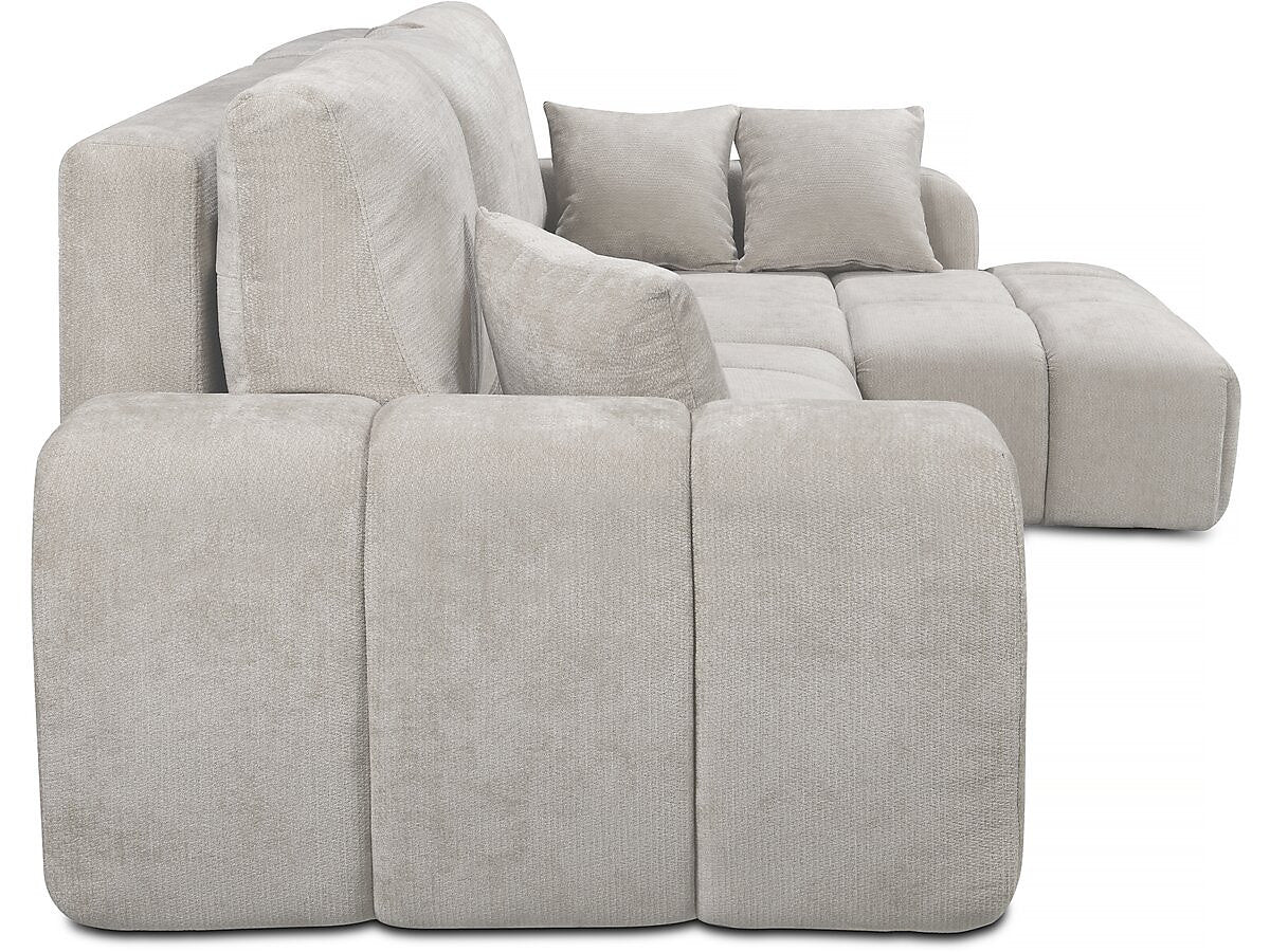 Canapé d'angle droit convertible en tissu chenille "Verneuil" 3 places Beige