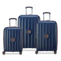 DELSEY SET - Set 3 Valises Extensibles (L-76cm) (M-67cm) (S Slim-55cm) - Bleu