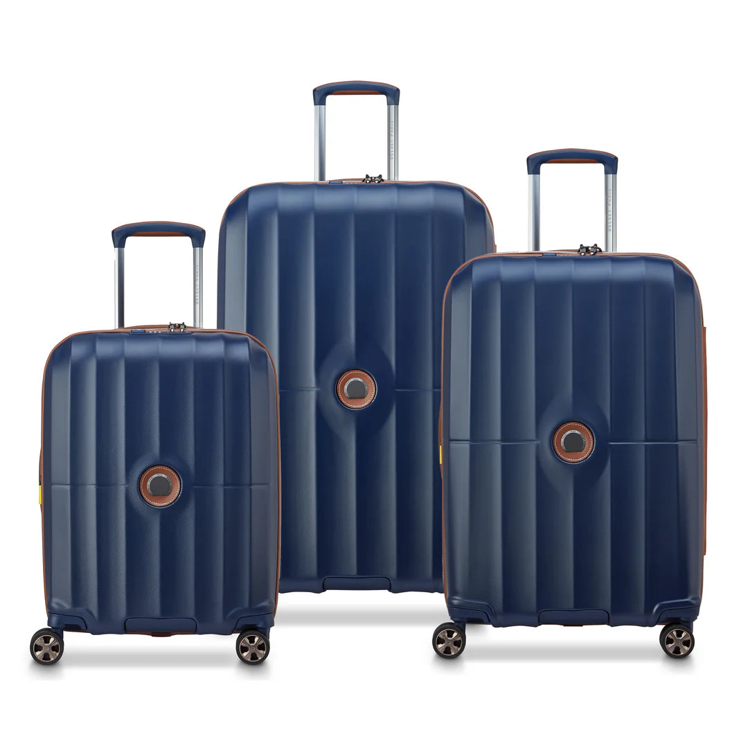 DELSEY SET - Set 3 Valises Extensibles (L-76cm) (M-67cm) (S Slim-55cm) - Bleu